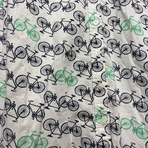 Crown & Ivy Women's Cotton Button Shirt White Green Bicycles Top Size M - Picture 4 of 6